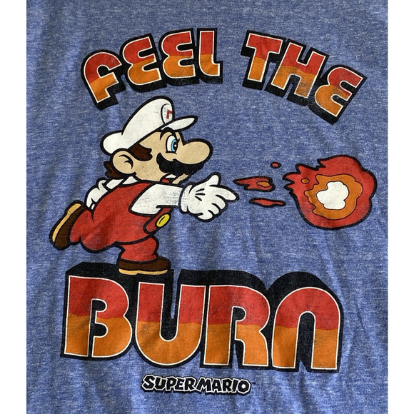 Nintendo Super Mario Fire Mario Feel The Burn T-Shirt Men’s Medium- Pre-Owned - Picture 1 of 5